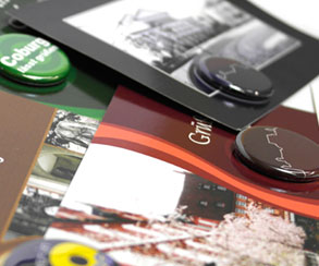 Postkarte mit Button 32mm, Grüße aus Coburg