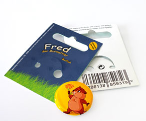 Anhängekarte mit Button 25mm, mit Euro-Lochung